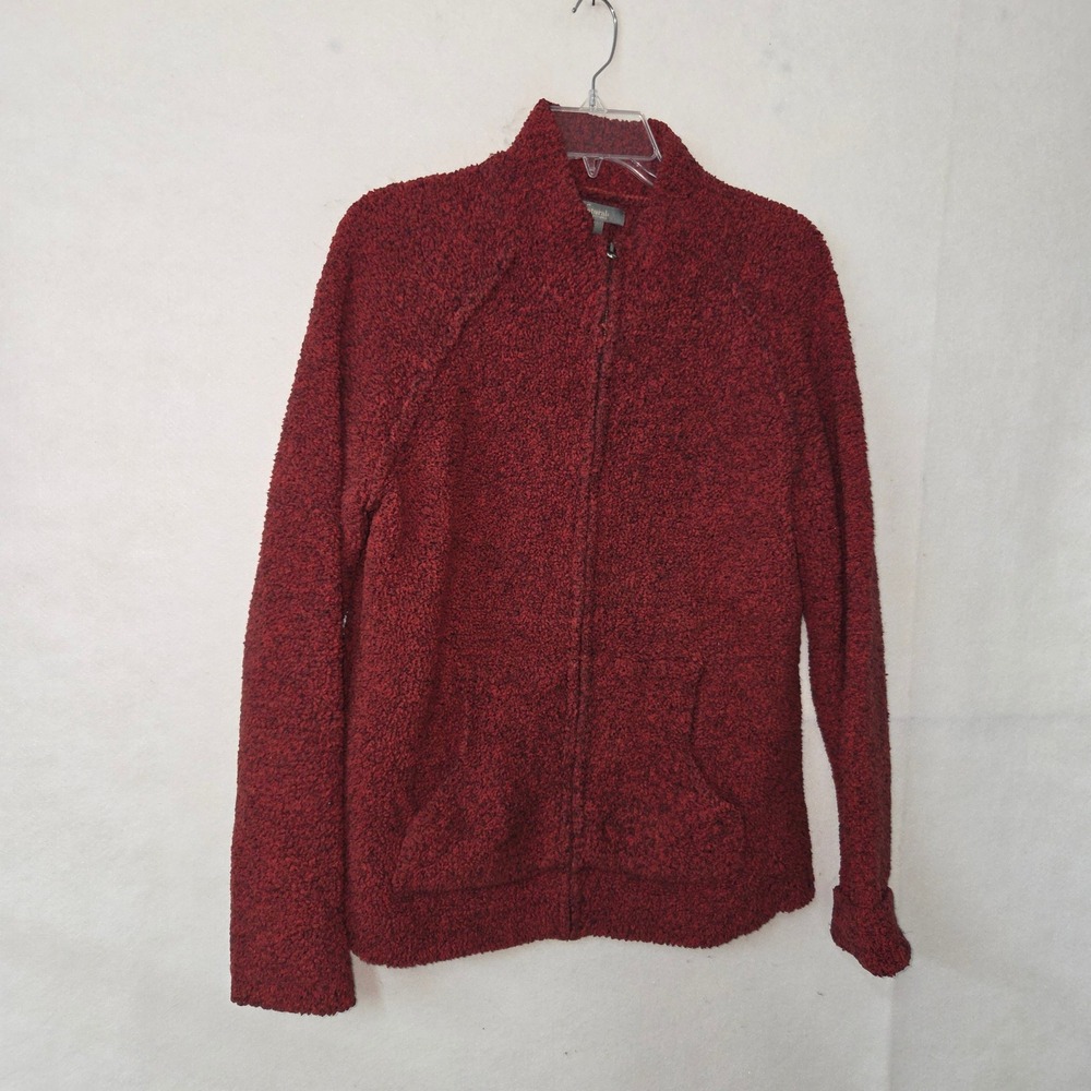 Natural Reflections Cozy Textured Fleece Zip Up Jacket Women's L Red Outdoor‎